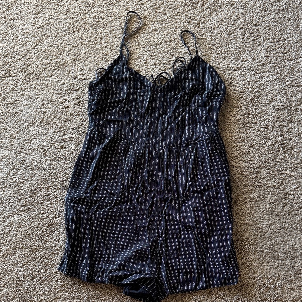 Volcom Black and White Striped Romper